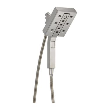 Click here to see Delta 58473-SS-PR25 Delta In2ition 4-Setting 2.5 GPM Two-in-One Shower, H2Okinetic Technology, Touch-Clean Spray Nozzles, Lumicoat Stainless - 58473-SS-PR25