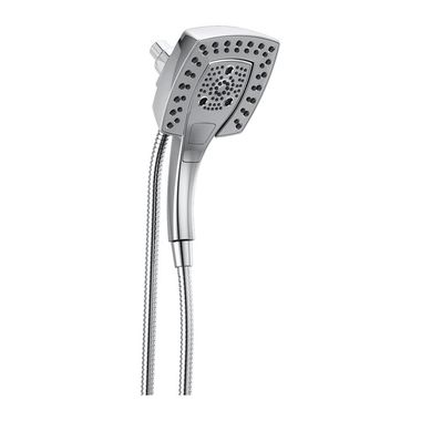 Click here to see Delta 58474-PR25 Delta Universal Showering 2.5 GPM H2Okinetic In2ition 5-Setting Two-In-One Shower, Square Head, Touch-Clean Spray Nozzles, Lumicoat Chrome - 58474-PR25