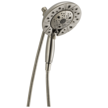 Click here to see Delta 58480-SS-PR-PK Delta H2Okinetic In2ition 5-Setting Two-In-One Shower with Touch-Clean Nozzles, 1.75 GPM, Lumicoat Stainless - 58480-SS-PR-PK