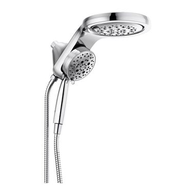 Click here to see Delta 58680-PR Delta HydroRain 5-Setting Two-In-One 1.75 GPM Shower Head with  Handshower, H2Okinetic Technology, WaterSense, Lumicoat Chrome - 58680-PR