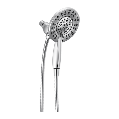 Click here to see Delta 58499-SN Delta In2ition 4-Setting Two-in-One Shower, Round Head, 1.75 GPM, WaterSense Certified, Touch-Clean Spray Nozzles, Spotshield Brushed Nickel - 58499-SN