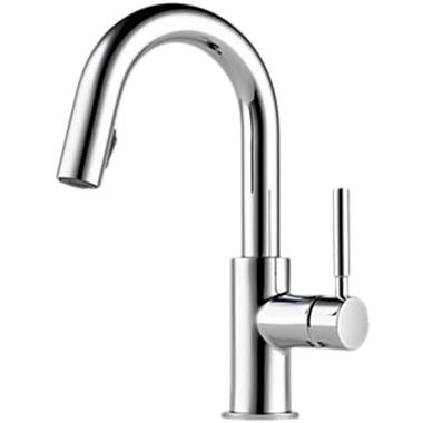 Click here to see Brizo 63920LF-PC Brizo Solna Single-Handle Pull-Down Bar/Prep Faucet, Polished Chrome - 63920LF-PC