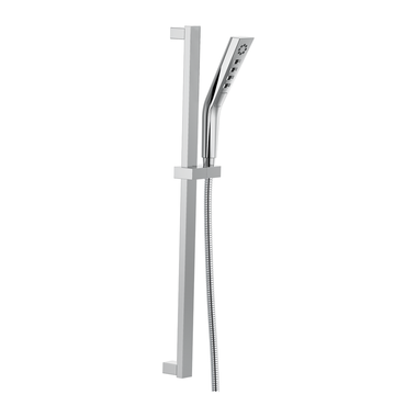 Click here to see Delta 51799-PR Delta 3-Setting Hand Shower with Slide Bar, H2Okinetic, Touch-Clean, WaterSense, 1.75 GPM, Lumicoat Chrome - 51799-PR