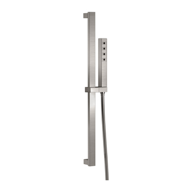 Click here to see Delta 51567-SS-PR Delta Ara Single-Setting Hand Shower with Slide Bar, H2Okinetic, Self-Cleaning, 1.75 GPM, Lumicoat Stainless - 51567-SS-PR