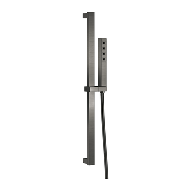 Click here to see Delta 51567-KS-PR Delta Ara Single-Setting Hand Shower with Slide Bar, H2Okinetic, Self-Cleaning, 1.75 GPM, Lumicoat Black Stainless - 51567-KS-PR