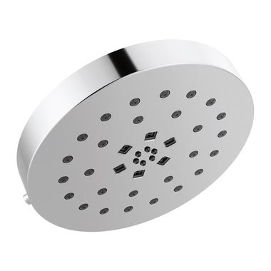 Click here to see Delta 52488-PR Delta 8in H2Okinetic Four-Setting Round Shower Head with UltraSoak, Wall-Mount, 1.75 GPM, Touch-Clean Nozzles, WaterSense, Lumicoat Chrome - 52488-PR