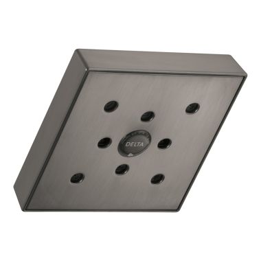 Click here to see Delta RP70171KSPR Delta Ara Single-Function 6in Square Raincan Shower Head with H2Okinetic PowerDrench Spray, 1.75 GPM, WaterSense, Lumicoat Black Stainless - RP70171KSPR