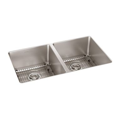 Click here to see Elkay ELUH3118TDBG Elkay ELUH3118TDBG Lustertone Iconix Double Bowl Undermount Kitchen Sink Kit, Stainless Steel - Luminous Satin