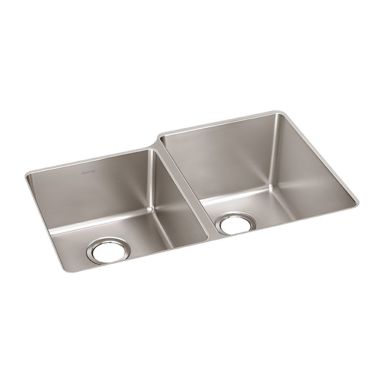 Click here to see Elkay ELUH3120LT Elkay ELUH3120LT Lustertone Iconix Double Bowl Undermount Kitchen Sink, Left Small Bowl - Luminous Satin
