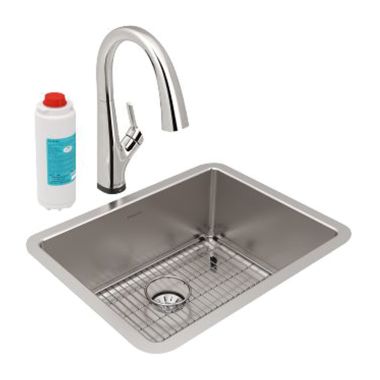 Click here to see Elkay ELUHH2115TPDFLC Elkay ELUHH2115TPDFLC Lustertone Iconix Single Bowl Undermount Kitchen Sink Kit with Filtered Faucet and Perfect Drain - Stainless Steel