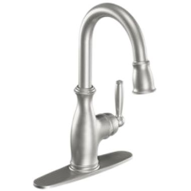 Click here to see Moen 5985CSL Moen 5985CSL Single Handle High Arc Pulldown Bar Faucet