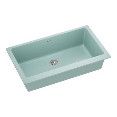 Click here to see Elkay ELXRUP3620MT0 Elkay Quartz Luxe Single Bowl Undermount Kitchen Sink with Perfect Drain, Mint Creme - ELXRUP3620MT0 