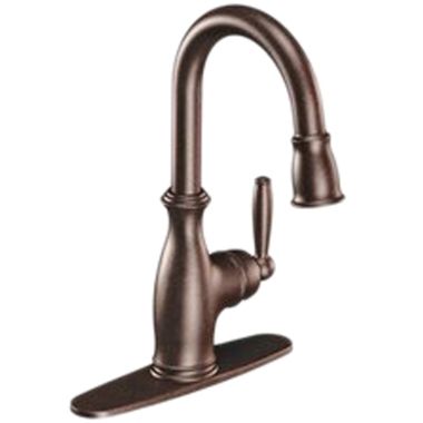 Click here to see Moen 5985ORB Moen Brantford Single Handle High Arc Pull-Down Bar/Prep Faucet, Oil Rubbed Bronze - 5985ORB