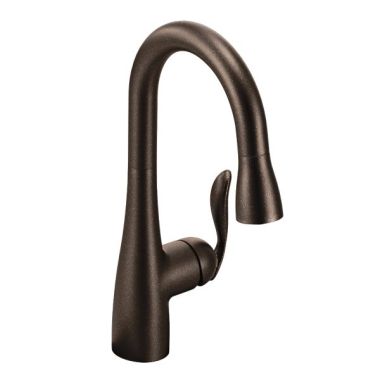 Click here to see Moen 5995ORB Moen Arbor Single Handle High Arc Pull-Down Bar/Prep Faucet, Oil Rubbed Bronze - 5995ORB