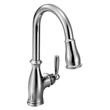 Click here to see Moen 7185C Moen Brantford Single Handle High Arc Pull-Down Kitchen Faucet, Chrome - 7185C
