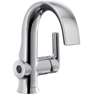 Click here to see Moen S6910EW Moen Doux Single-Handle High Arc Chrome Bathroom Faucet with Metal Spring Pop-Up, Batteries, and Deckplate, MotionSense Wave, 1.2 GPM, Single-Hole - S6910EW