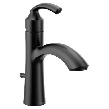 Click here to see Moen 6170BL Moen Glyde Single-Handle High Arc Lavatory Faucet with Metal Pop-Up Drain, 1.2 GPM, Lever Handle, Matte Black - 6170BL