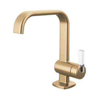 Click here to see Brizo 65067LF-GLCL-ECO Brizo Allaria Single-Handle Deck-Mount Brilliance Luxe Gold/Clear Lavatory Faucet, 1.2 GPM, Single-Hole - 65067LF-GLCL-ECO