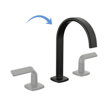 Click here to see Brizo 65367LF-BLLHP-ECO Brizo Allaria Two-Handle Widespread Deck-Mount Matte Black Bathroom Faucet, Arc Spout, 1.2 GPM, Three-Hole, Less Handles - 65367LF-BLLHP-ECO