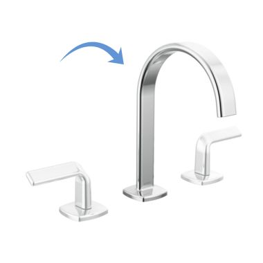 Click here to see Brizo 65367LF-PCLHP-ECO Brizo Allaria Two-Handle Widespread Deck-Mount Polished Chrome Bathroom Faucet, Arc Spout, 1.2 GPM, Three-Hole, Less Handles - 65367LF-PCLHP-ECO