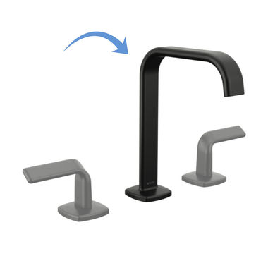 Click here to see Brizo 65368LF-BLLHP-ECO Brizo Allaria Two Handle Widespread Matte Black Bathroom Faucet with Square Spout, 1.2 GPM, Three-Hole, Less Handles - 65368LF-BLLHP-ECO