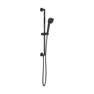 Click here to see Brizo 88767-BL Brizo Allaria 4in Four-Function Hand Shower with 32in Slide Bar, Square, 1.75 GPM, WaterSense, Adjustable Slide, Matte Black - 88767-BL