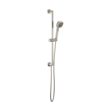 Click here to see Brizo 88767-NK Brizo Allaria 4in Four-Function Hand Shower with 32in Slide Bar, Square, 1.75 GPM, WaterSense, Adjustable Slide, Luxe Nickel - 88767-NK