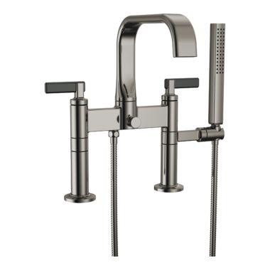 Click here to see Brizo T70368-BNXBL Brizo Allaria Two-Handle Multi-Mount Tub Faucet Trim with Hand Shower, 2-Hole, 1.75 GPM, Lever Handles, ADA, Brilliance Black Onyx/Matte Black - T70368-BNXBL