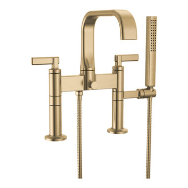 Click here to see Brizo T70368-GL Brizo Allaria Two-Handle Multi-Mount Tub Faucet Trim w/ Hand Shower, Brilliance Luxe Gold - T70368-GL