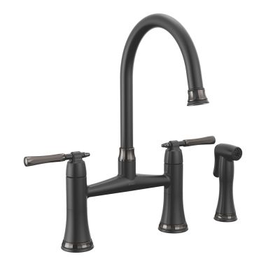 Click here to see Brizo 62558LF-BLBNX Brizo Tulham Matte Black/Black Onyx Two Handle Bridge Kitchen Faucet - 62558LF-BLBNX