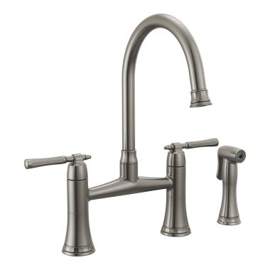 Click here to see Brizo 62558LF-SL Brizo Tulham Luxe Steel Two Handle Bridge Kitchen Faucet - 62558LF-SL