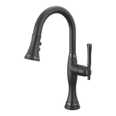 Click here to see Brizo 64958LF-BLBNX Brizo Tulham SmartTouch Single Handle Pull-Down Bar/Prep Faucet, Matte Black/Black Onyx - 64958LF-BLBNX