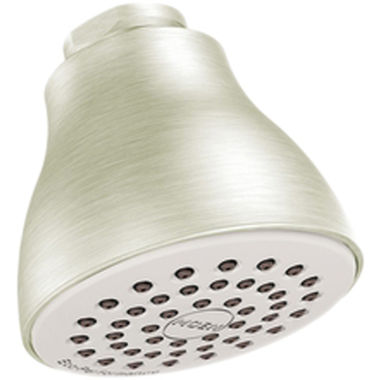 Click here to see Moen 6300EPBN Moen Easy Clean XL 2-1/2in Single-Spray Function Wall-Mount Shower Head Only, Round, Eco-Performance, WaterSense Certified,  1.75 GPM, Brushed Nickel - 6300EPBN