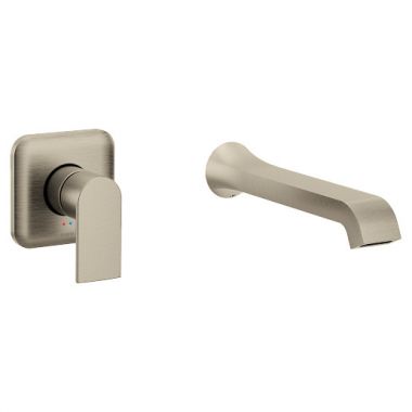 Click here to see Moen WT901BN Moen Genta LX Single-Handle Wall-Mount Tub Faucet, Non-Diverter, 10in Ultrathin Tub Spout, Lever Handle, 8GPM, Brushed Nickel - WT901BN