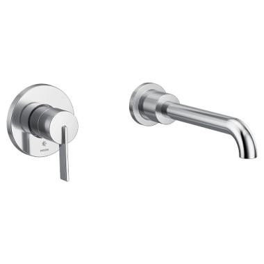 Click here to see Moen WT6221 Moen Cia Single-Handle Wall-Mount Tub Faucet, Non-Diverter, 10in Ultrathin Tub Spout, Lever Handle, 8GPM, Polished Chrome - WT6221