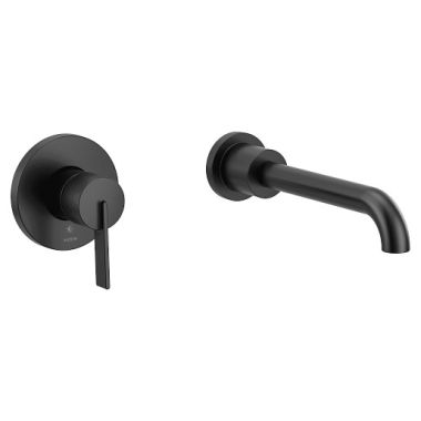 Click here to see Moen WT6221BL Moen Cia Single-Handle Wall-Mount Tub Faucet, Non-Diverter, 10in Ultrathin Tub Spout, Lever Handle, 8GPM, Matte Black - WT6221BL