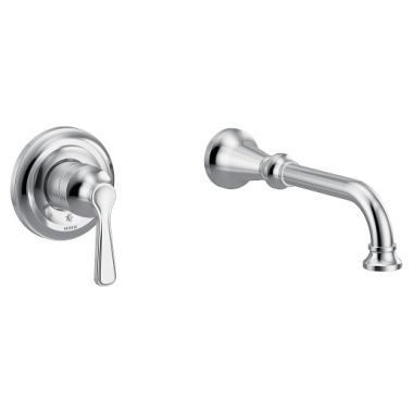 Click here to see Moen WTS44501 Moen Colinet Wall-Mount Tub Faucet, Non-Diverter, 10in Tub Spout, Polished Chrome - WTS44501
