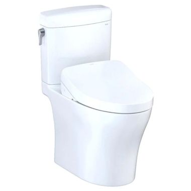Click here to see Toto MW4363046CEMFGNA#01 TOTO Aquia IV Cube WASHLET+ Two-Piece Toilet with S500e Bidet Seat, 1.28/0.9 GPF, Auto-Flush, Cotton White - MW4363046CEMFGNA#01