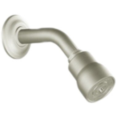 Click here to see Cleveland Faucet 41916BN Cleveland Faucet Capstone 2in Single-Function Shower Head with Arm and Flange, Round, 2.5 GPM, Brushed Nickel - 41916BN
