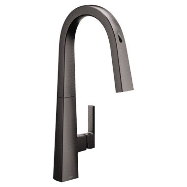 Click here to see Moen S75005EV2BLS Moen Nio Smart Motion Control Single-Handle Pull-Down High Arc Kitchen Faucet, Black Stainless - S75005EV2BLS