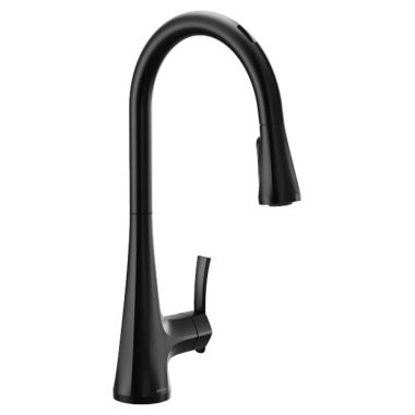 Click here to see Moen S7235EV2BL Moen Sinema Smart Motion Single-Handle High Arc Pull-Down Kitchen Faucet, Matte Black - S7235EV2BL