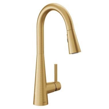 Click here to see Moen 7864BG Moen Sleek Single Handle High Arc Pull-Down Kitchen Faucet, Brushed Gold - 7864BG