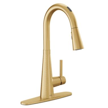 Click here to see Moen 7864EVBG Moen Sleek Smart Single Handle High Arc Pull-Down Kitchen Faucet, Brushed Gold - 7864EVBG