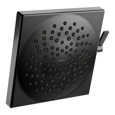 Click here to see Moen S6345EPBL Moen Velocity 8in Two-Function Rainshower Shower Head with Lever Control, Immersion Technology, Eco-Performance, Square, 1.75 GPM, Matte Black - S6345EPBL