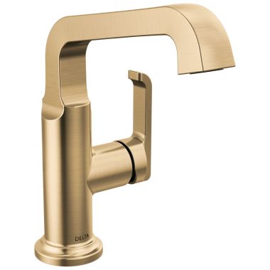 Click here to see Delta 689-CZ-PR-DST Delta Tetra Single Handle Mid-Height Vessel Bathroom Faucet, Diamond Seal, 1.2 GPM, ADA, Lumicoat Champagne Bronze - 689-CZ-PR-DST