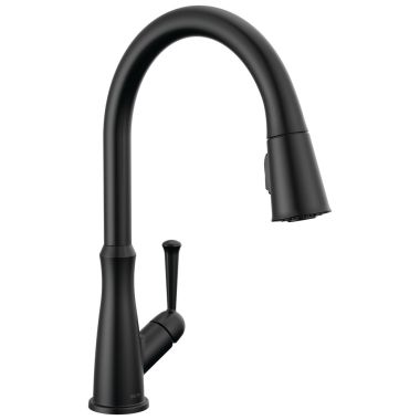 Click here to see Delta 9110-BL-DST Delta Westville Single-Handle Puill-Down Kitchen Faucet, Matte Black - 9110-BL-DST