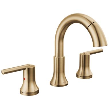Click here to see Delta 3559-CZPD-DST Delta Trinsic Two-Handle Widespread Deck Mount Champagne Bronze Pull-Down Bathroom Faucet, 1.2 GPM, Lever Handle, Diamond Seal Technology, ADA - 3559-CZPD-DST