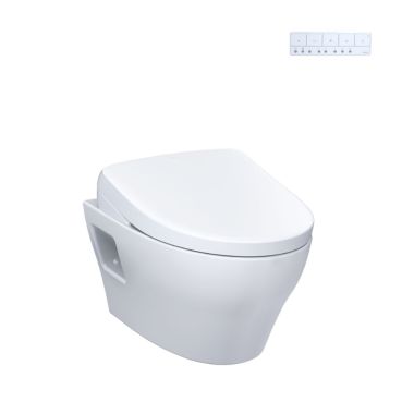 Click here to see Toto CWT4284736CMFGA#MS TOTO EP WASHLET+ Wall-Hung Toilet with S7A Bidet Seat, Auto-Open/Close, 1.28/0.9 GPF, Auto-Flush, Cotton White w/ Silver - CWT4284736CMFGA#MS