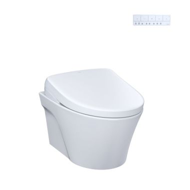 Click here to see Toto CWT4264736CMFGA#MS TOTO AP Wall-Hung Toilet w/ WASHLET+ (S7A), Matte Silver Push Plate, Auto-Flush, Elongated, 1.28/0.9 GPF, Cotton White - CWT4264736CMFGA#MS