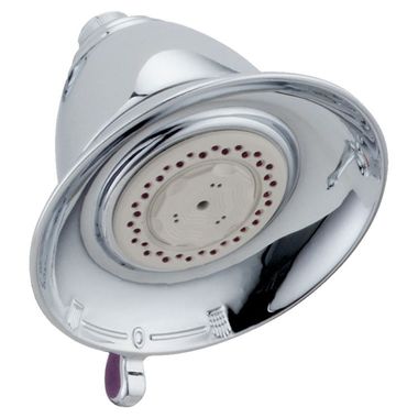 Click here to see Delta RP34355 Delta Universal Showering Premium 3-Setting Wall-Mount Shower Head with Touch-Clean Holes, 2.5 GPM, Chrome - RP34355